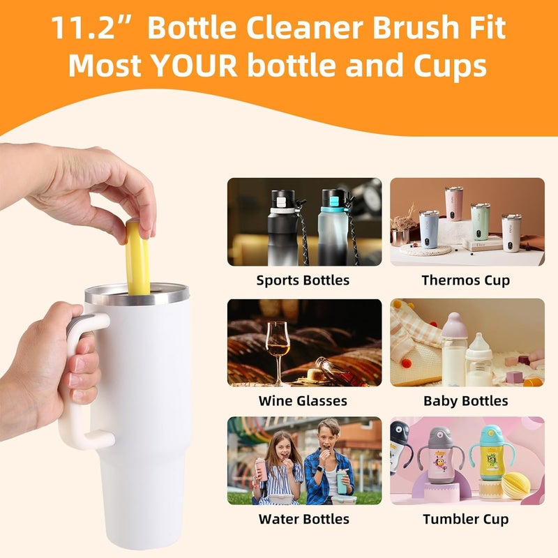 Engorgio 3 Pack Cleaner Brush Kit for Stanley, Bottle Cleaner Brush Set with Straw Brush Cleaner and Cup Lid Cleaning Brush for Stanley Cup, Tumbler Cups, Drinking Glass (Yellow) - Image 5
